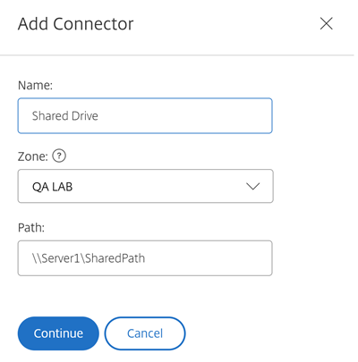 Add a connector shared drive