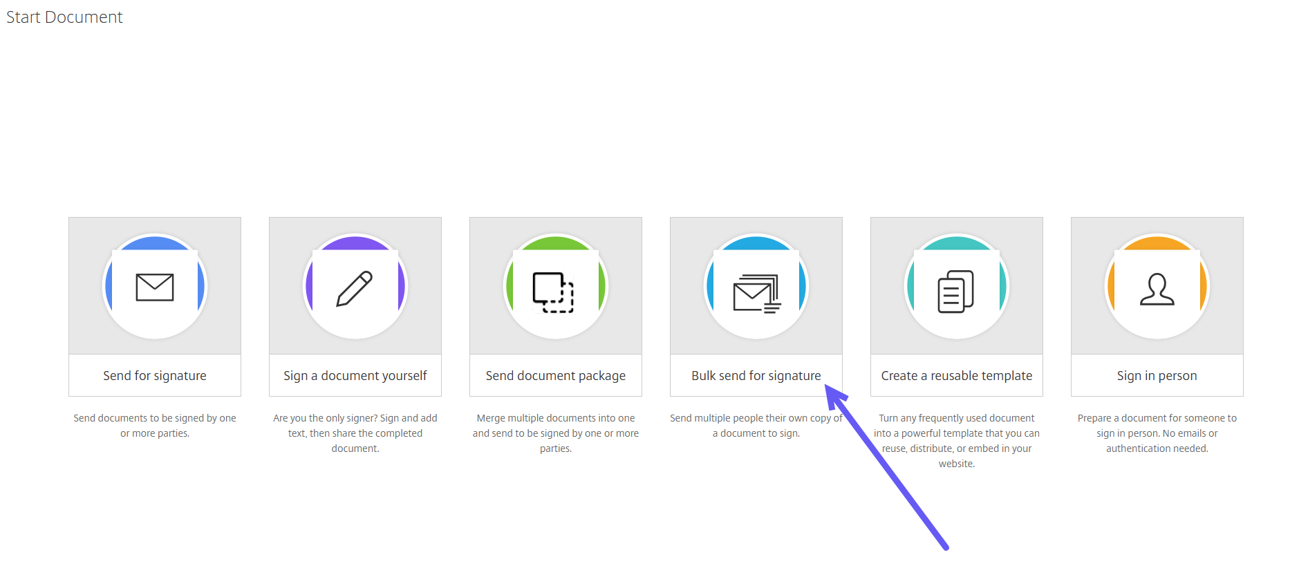 Bulk sends for signature