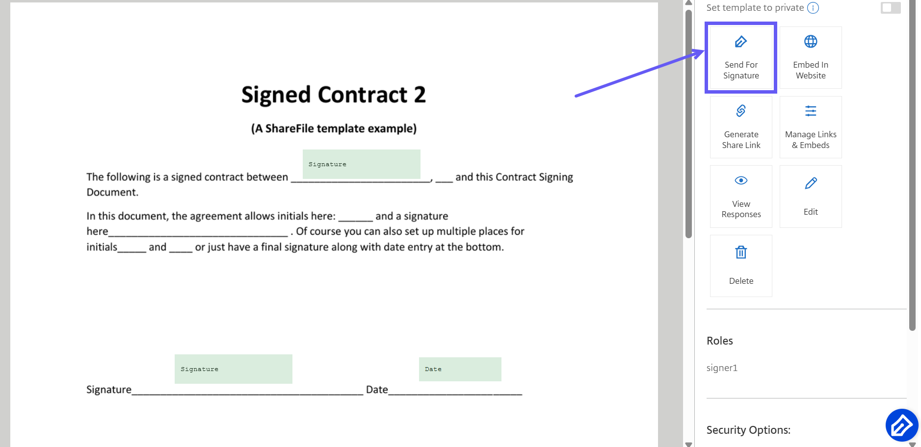 Set up fields for signing