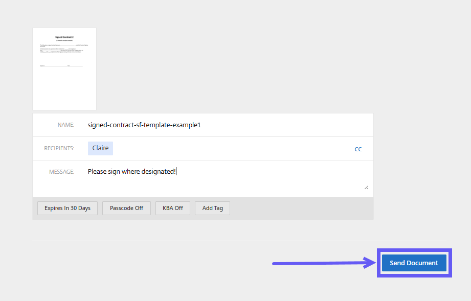 Set up fields for signing