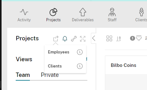 Projects Dropdown