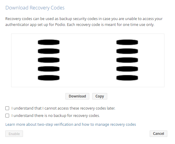 Download Recovery Codes