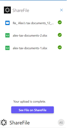 Outlook ribbon with ShareFile