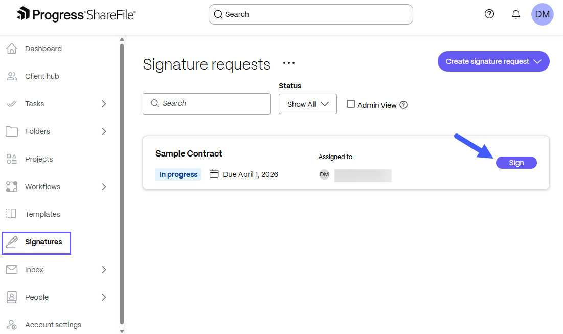Sign document
