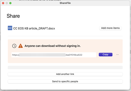 Share pop-up