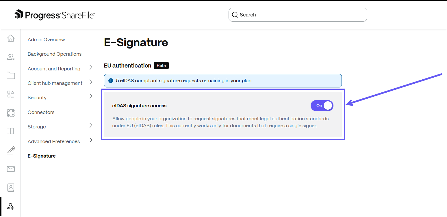 eIDAS admin setup