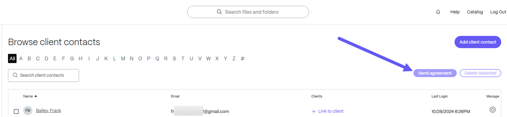 Browse client contacts