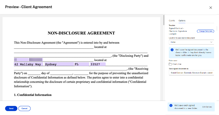 review agreement - send