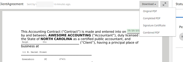Completed agreement