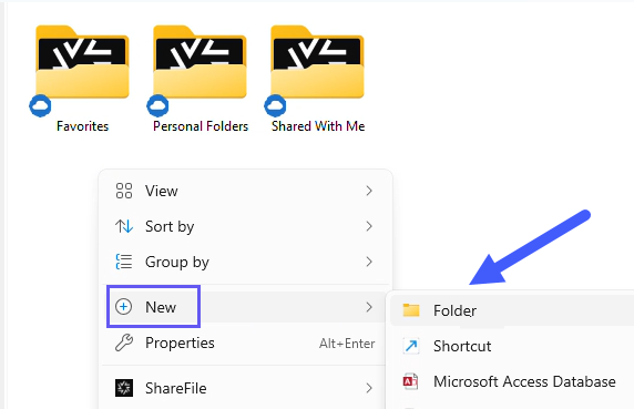 Create the new folder in CF for Windows