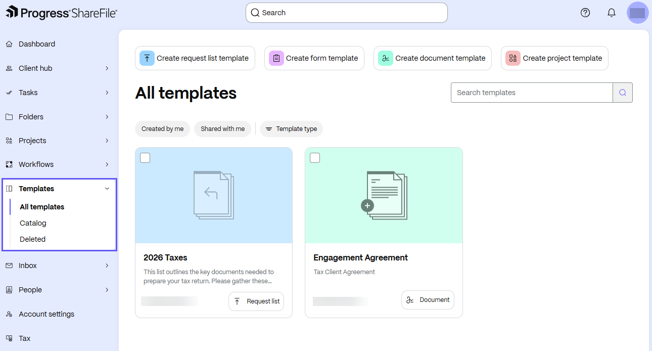 Templates Workspace