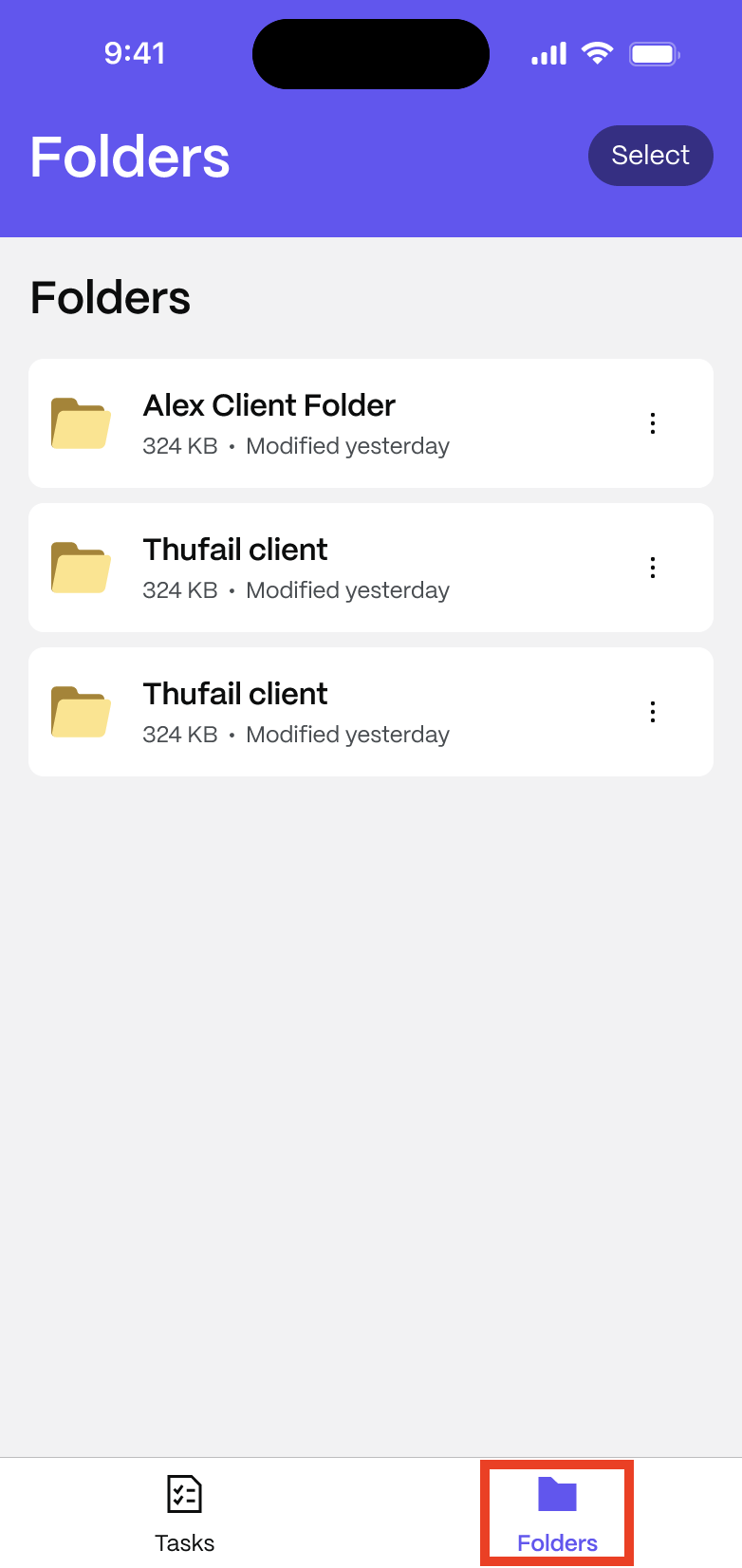 ShareFile for Clients – Folders