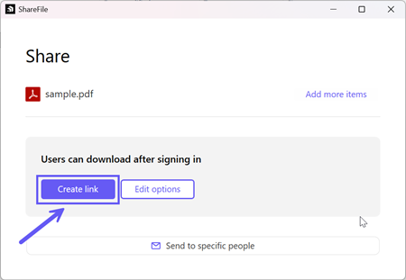 Share pop-up