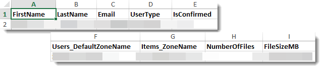Report storage summary columns