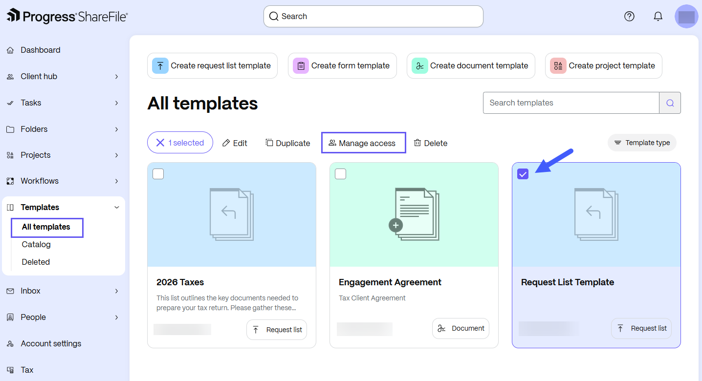 Manage Template Access 1