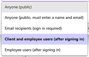 Access options in ShareFile
