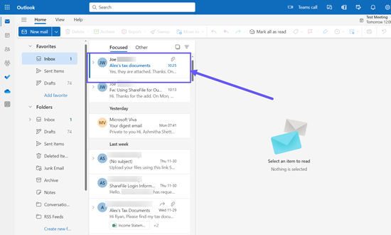 Outlook ribbon with ShareFile