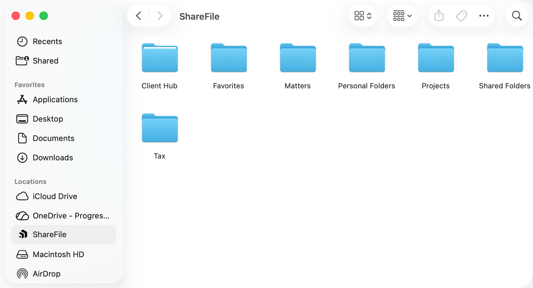 ShareFile for Mac – navigate to Projects