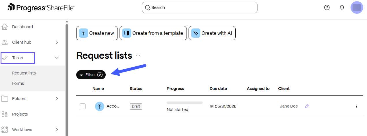 Tasks Filters