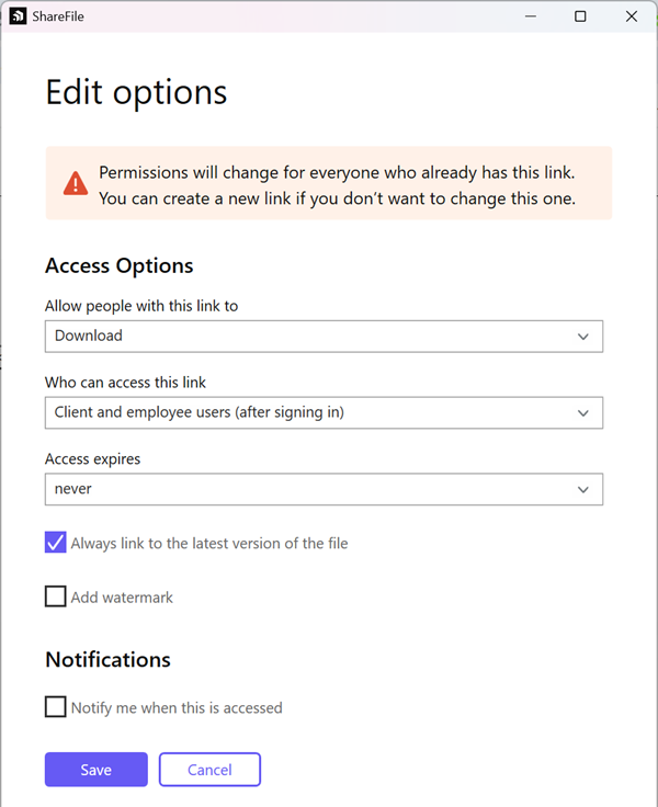 Edit options
