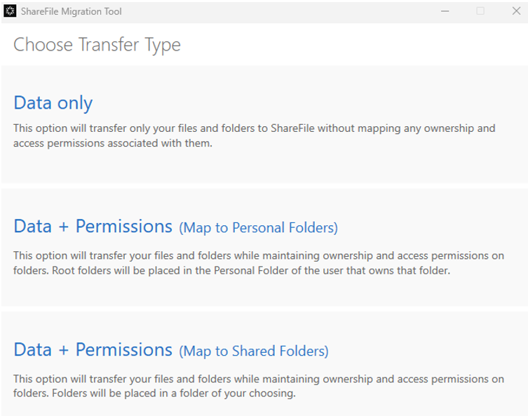 Data Only transfer option