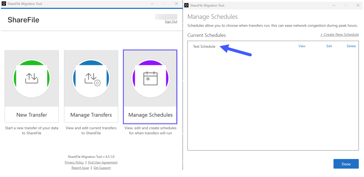 Migration schedule