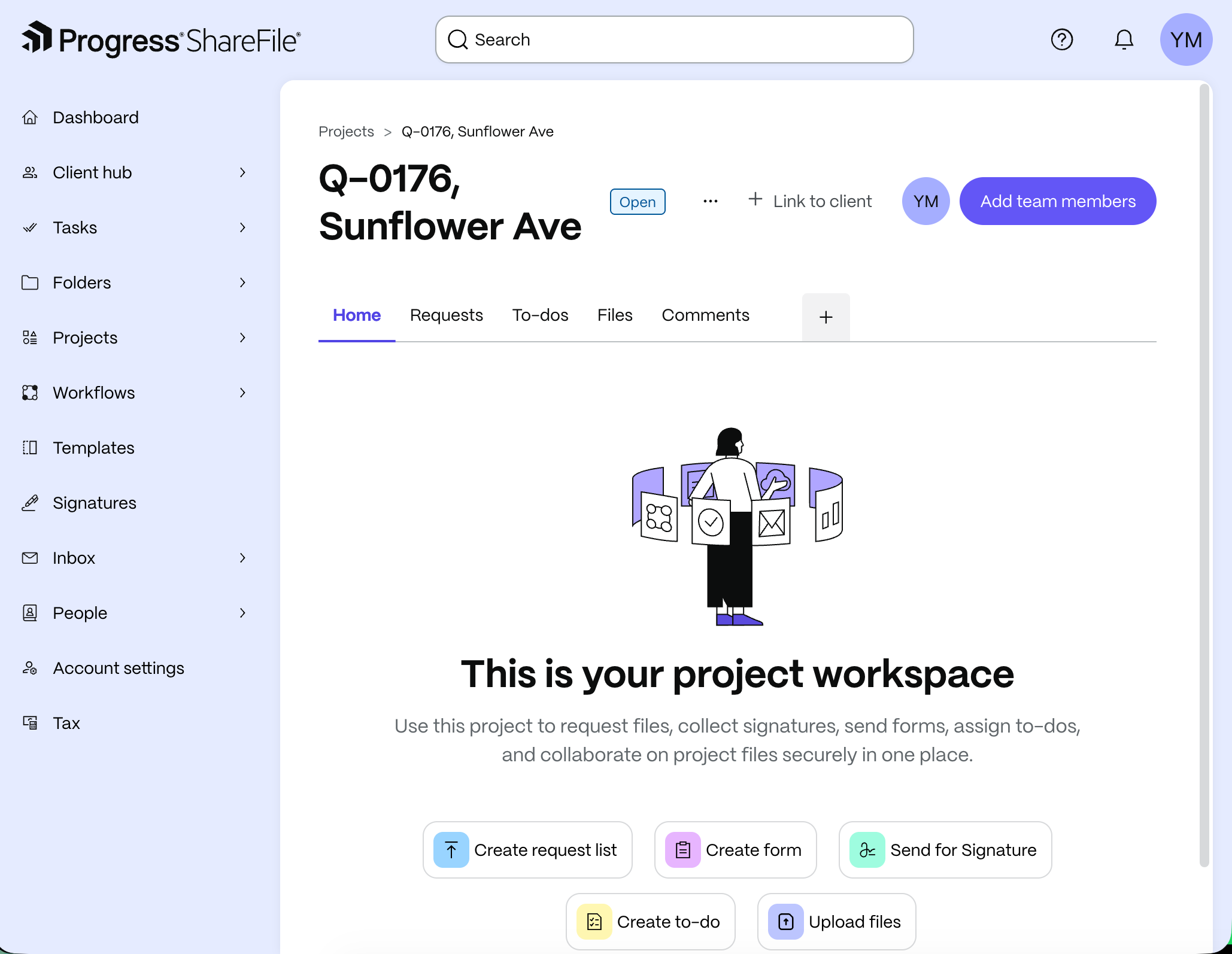 ShareFile project workspace