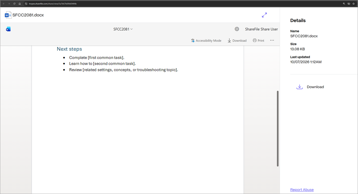 File open in the ShareFile viewer