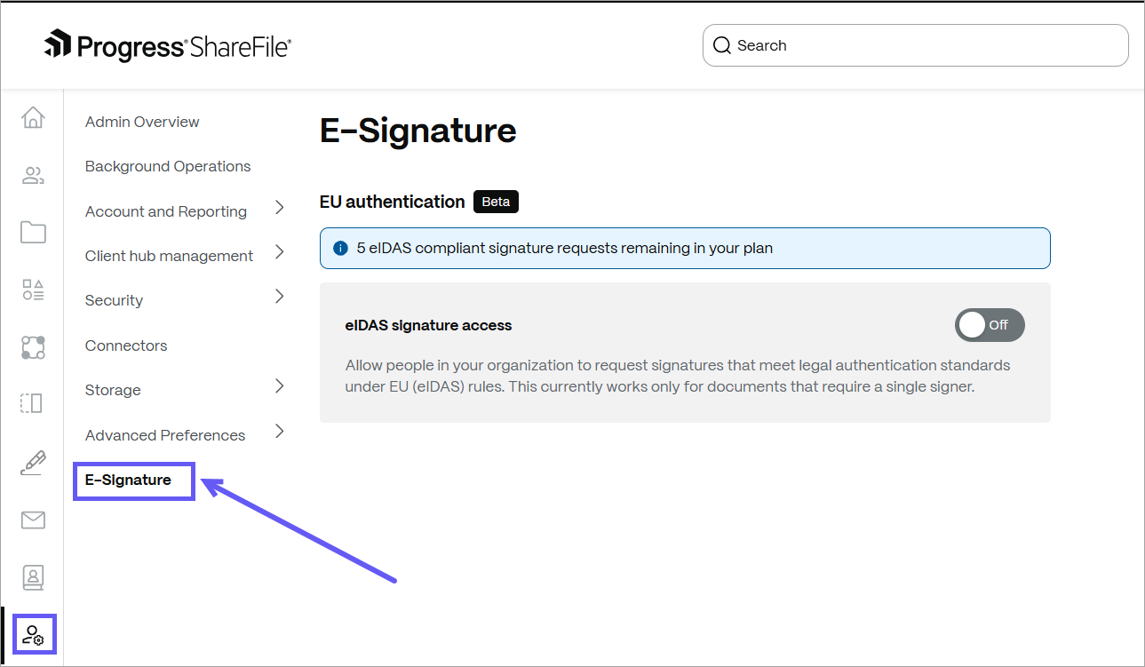 eIDAS admin setup
