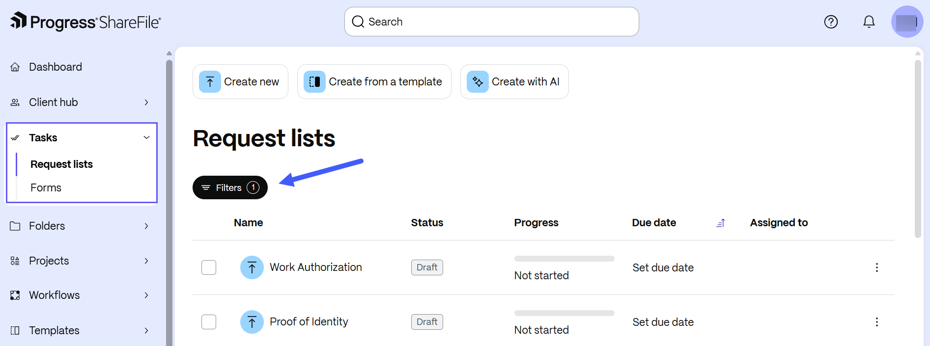Tasks Filters