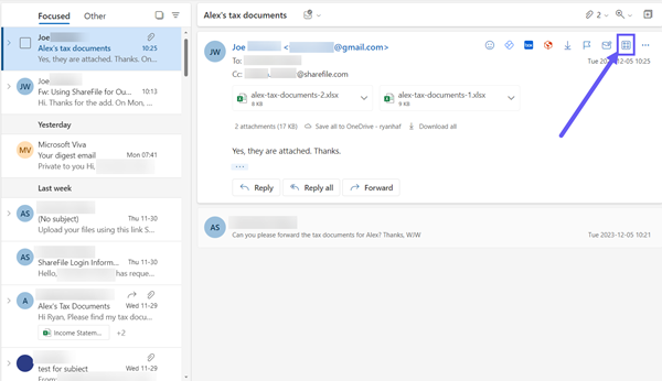 Outlook ribbon with ShareFile