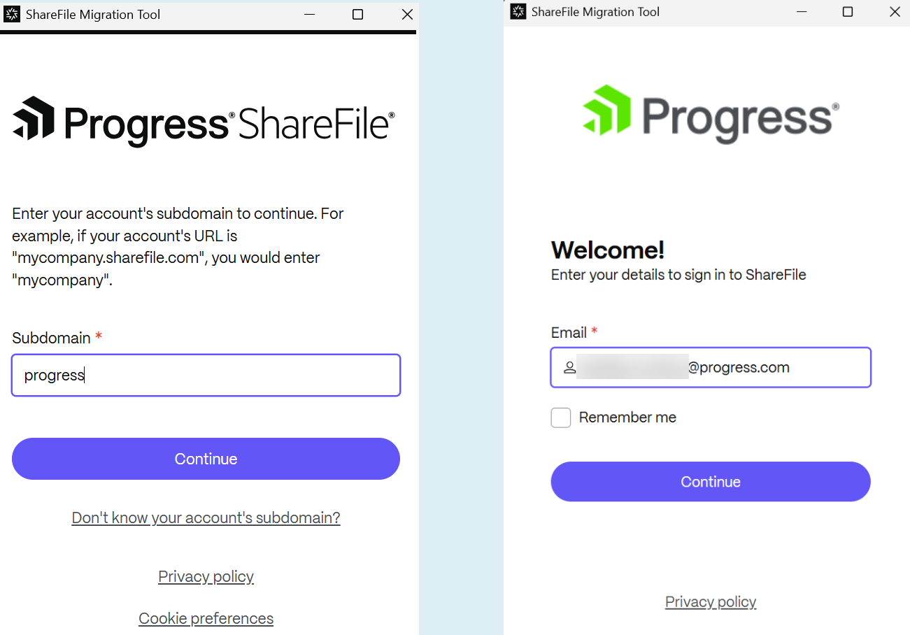 Data Migration Tool sign-in page