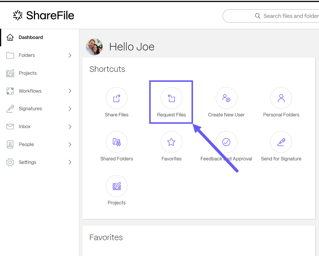 Request files