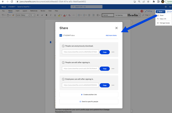get a link editable