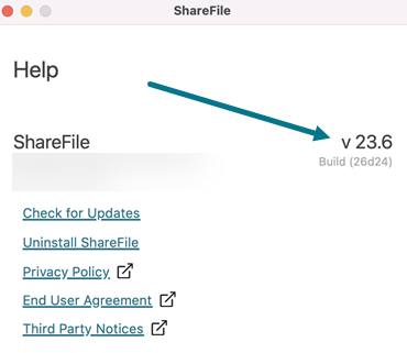 Log file in ShareFile for mac help screen