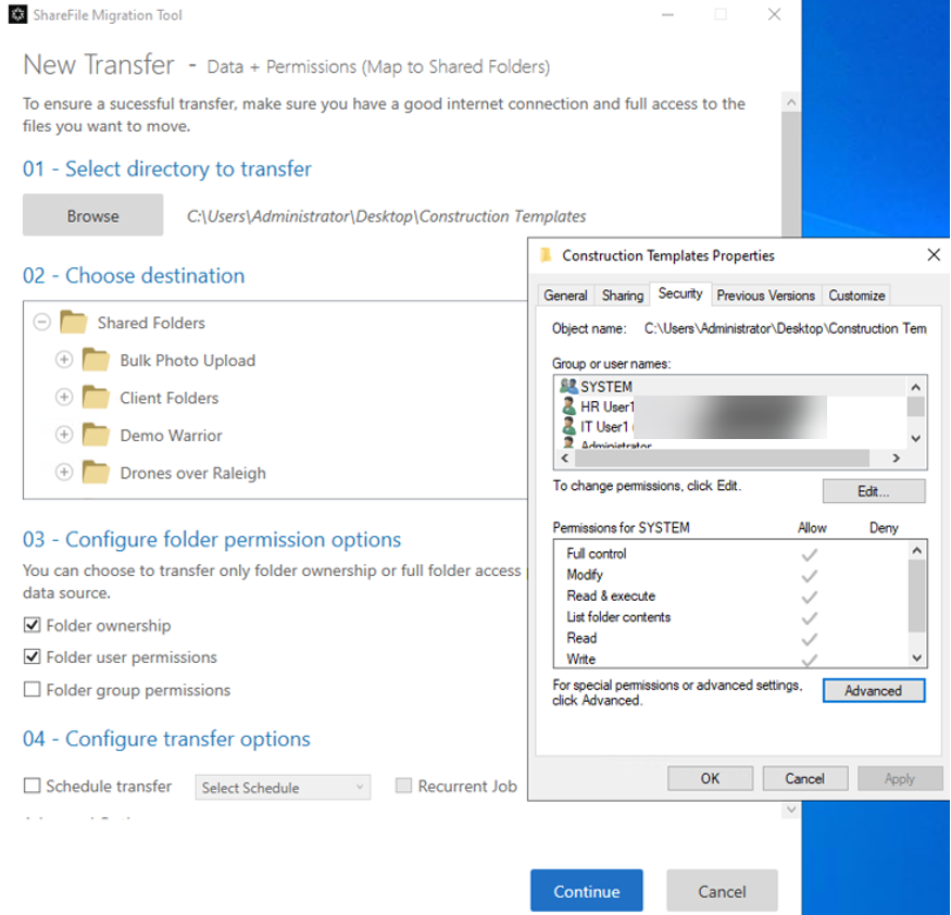 Shared folder transfer