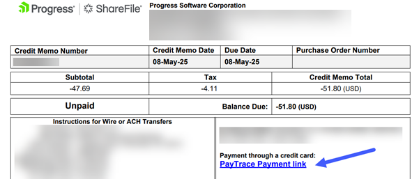 Credit card link
