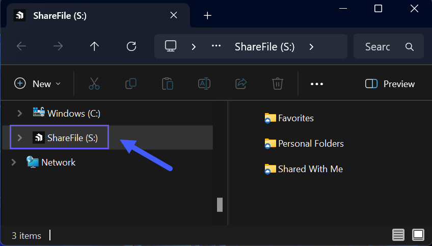 Share Files for Windows S drive