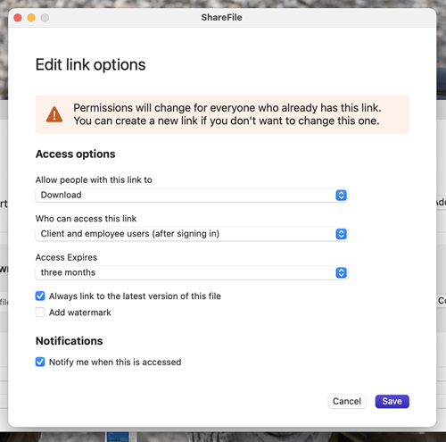 Edit options