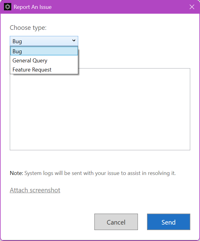 Select issue type
