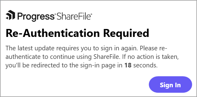ShareFile re-authentication