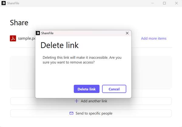 Delete link