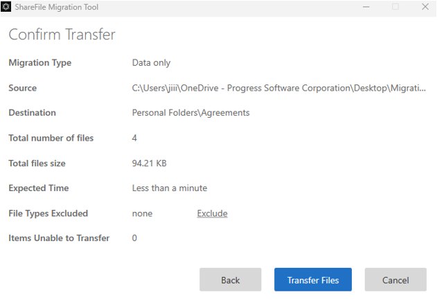 Start a transfer