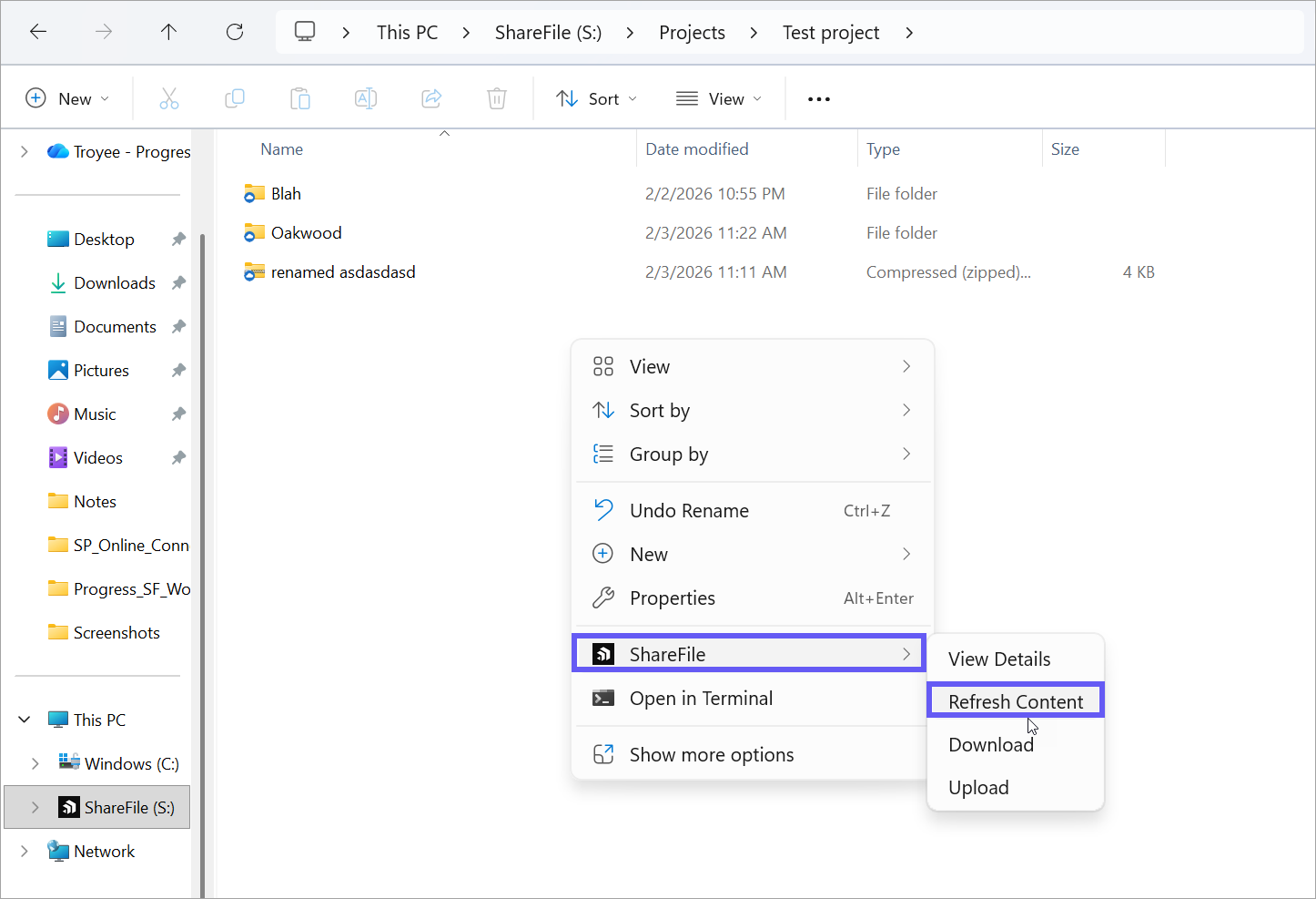 Web interface – refresh in Finder