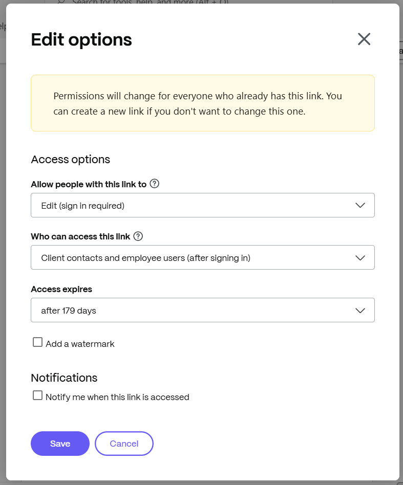 Edit options