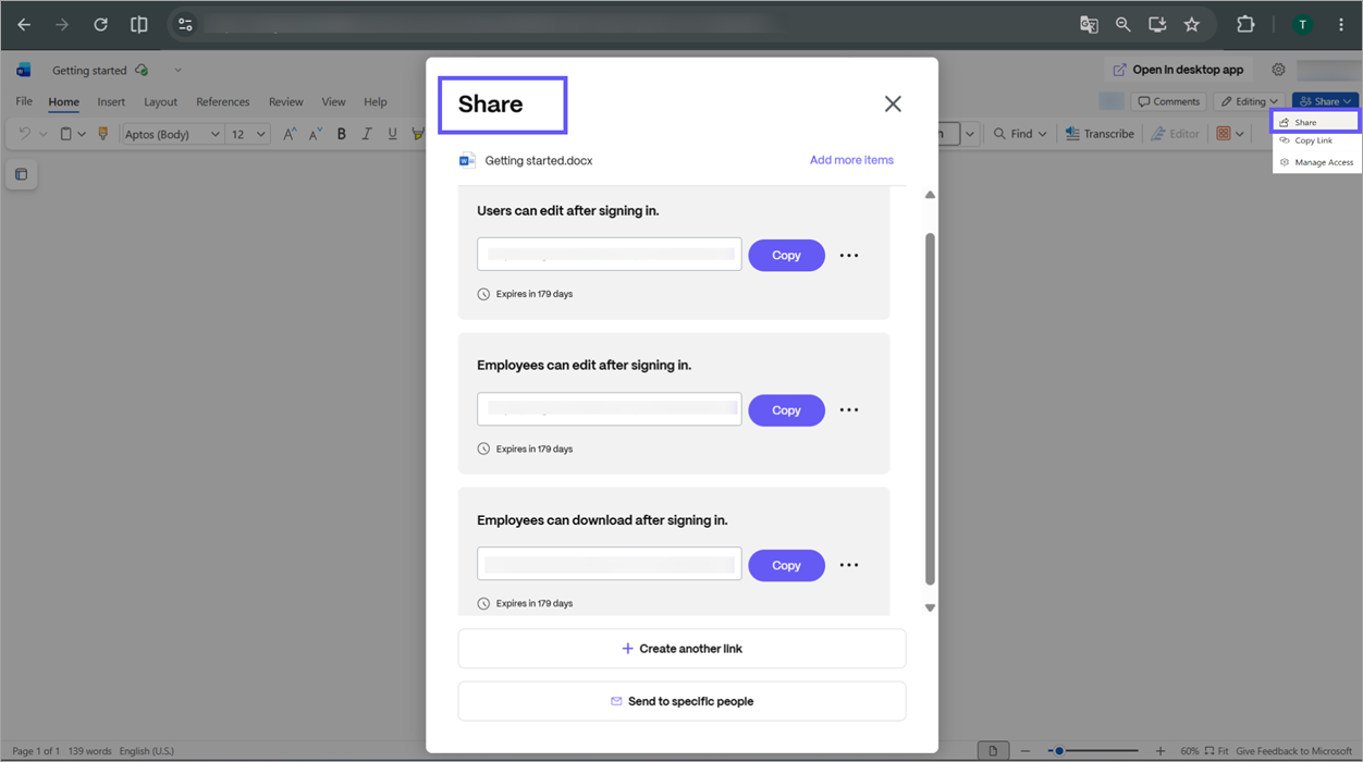 get a link editable