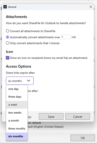 Settings for Outlook