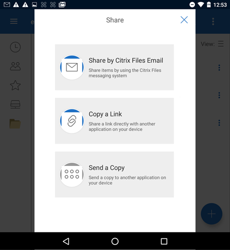 Citrix Files für Android - Freigeben