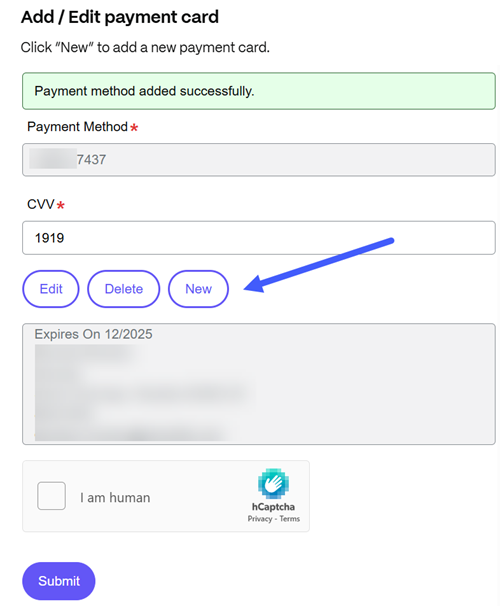 add or edit credit card