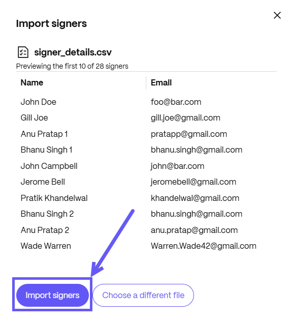Bulk sends for signature